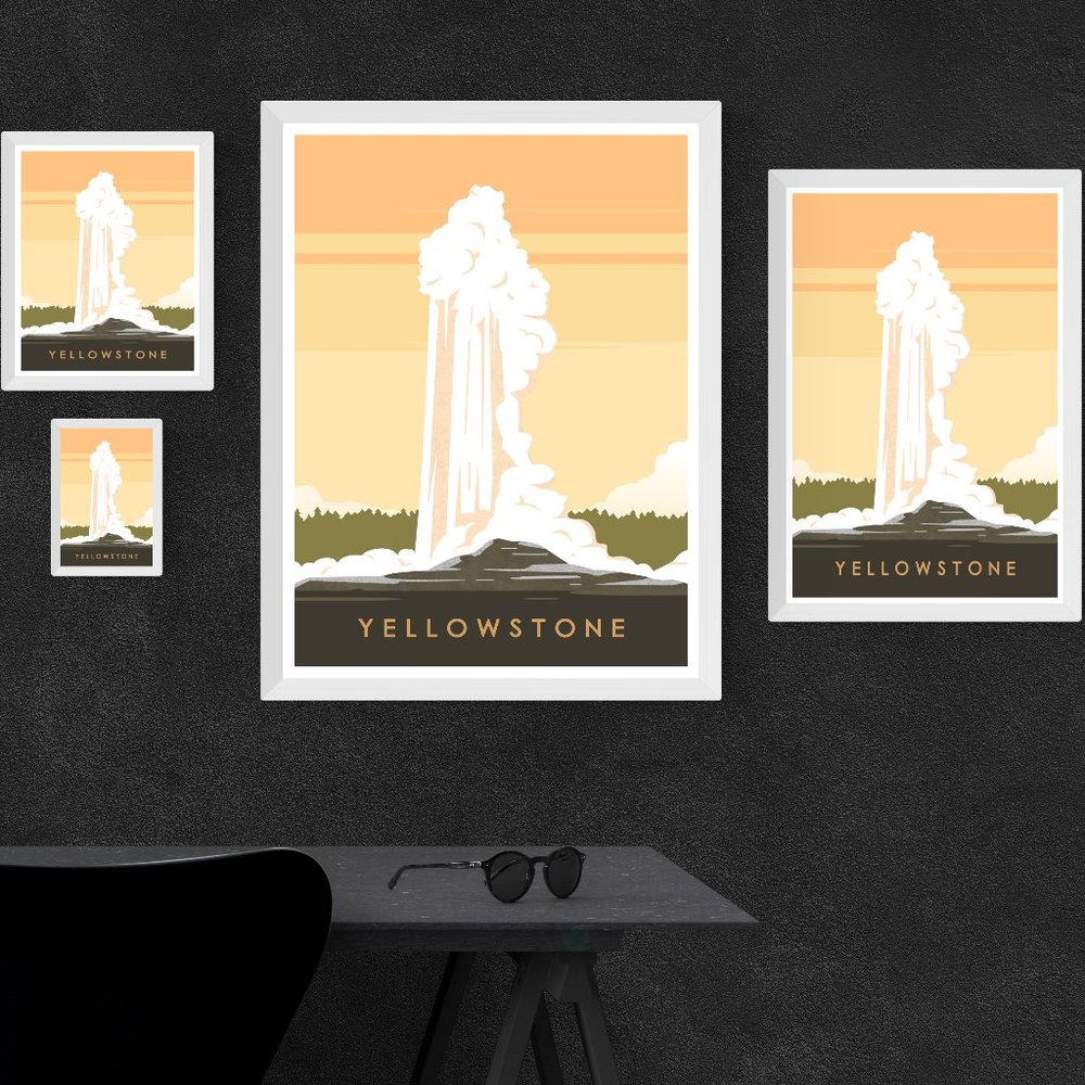Yellowstone National Park Poster Art Print | 8x10 | 12x18 | 18x24 | Minimalist